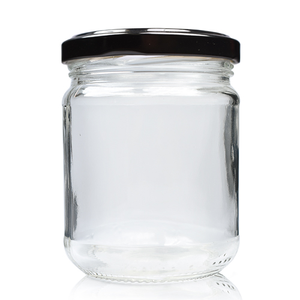 212ml Clear Glass Jar With Lid - Black