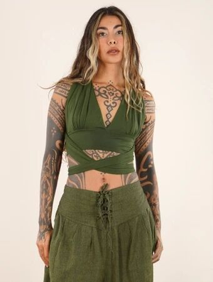 'Brassière crop top infinity "Wakiza", Vert kaki'