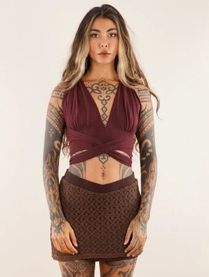 'Brassière crop top infinity "Wakiza", Marron auburn'