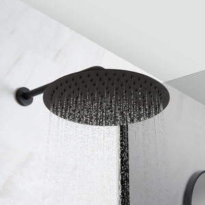 Milano Nero - Black Thermostatic Shower System with 300mm Round Shower Head and Hand Shower (2 Outlet)