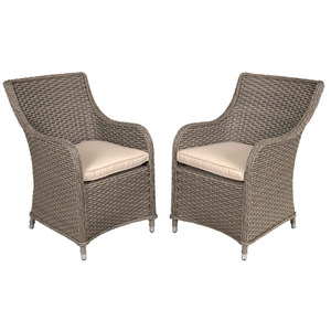 Chester Rattan Wicker Garden Dining Chairs with Cushions, Brown - DG64