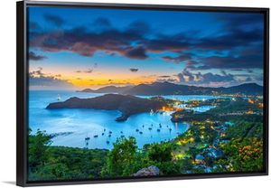 Caribbean, Antigua, English Harbour from Shirley Heights, Sunset