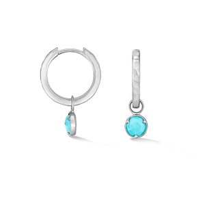 Turquoise Charm Huggie Hoops In Sterling Silver