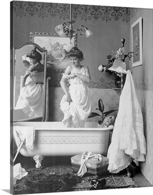 Woman Getting in Bathtub