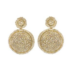 Clear & Gold Dahlia Handmade Earrings