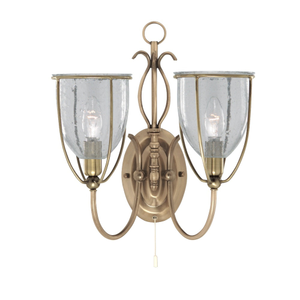 6352-2AB Silhouette 2 Lightantique Brass Wall Bracket Cw Glass