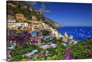Italy, Campania, Amalfi Coast, Positano, Positano village at sunset