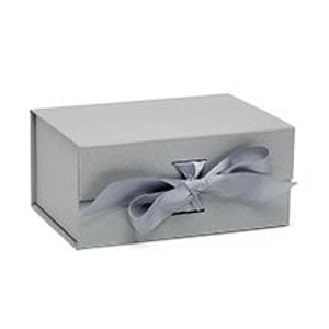 Silver Collapsible Gift Box W/Ribbon - 6-1/2 X 4-1/2 X 3 - Quantity: 5 - Colored Gift Boxes by Paper Mart