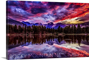 Rocky Mountain National Park, Colorado, Sunset and Sprague Lake