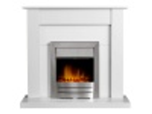 Adam Sutton Fireplace in Pure White with Colorado Electric Fire in Brushed Steel, 43 Inch
