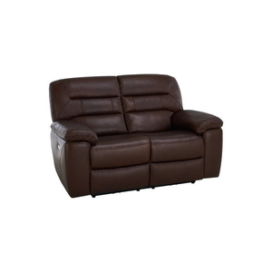 Hastings 2 Seater Electric Recliner Sofa in Two Tone Brown Leather