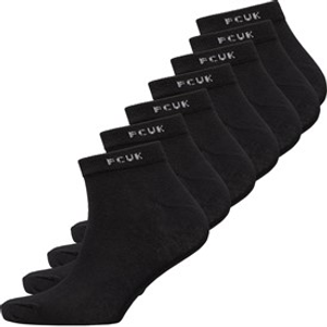 French Connection Mens FCUK Seven Pack Trainer Socks Black