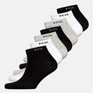 French Connection Mens FCUK Seven Pack Trainer Socks Multi
