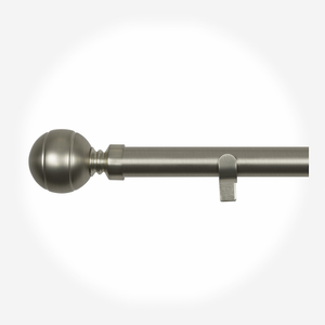 28mm Allure Classic Brushed Steel Lined Ball Eyelet Curtain Pole