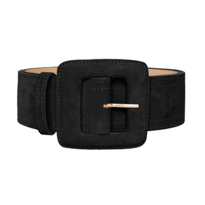 Suede Square Buckle Belt - Black (L)