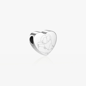 Silver Illustration EngravedHeart Charm