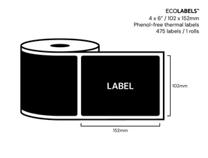 6 x 4 Phenol Free Thermal Labels | 475 Labels Per Roll | 152 x 102mm - 1 Roll