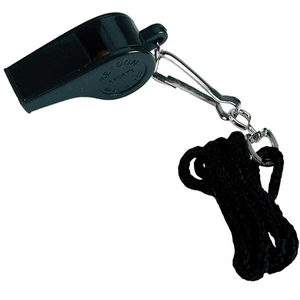 Precision Plastic Whistle with Lanyard - BLACK