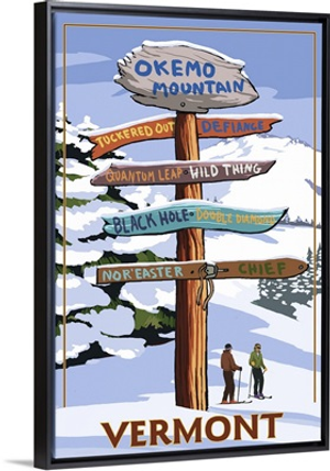Okemo Mountain Resort, Vermont - Ski Sign Destinations: Retro Travel Poster