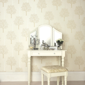 Holden Decor Opus Ornella Tree Cream Glitter Wallpaper - 35250