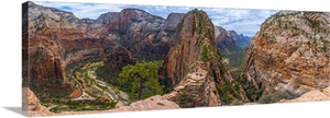 Panoramic Of Zion Canyon Seen From The Angels Landing Trail, Zion National Park, Utah