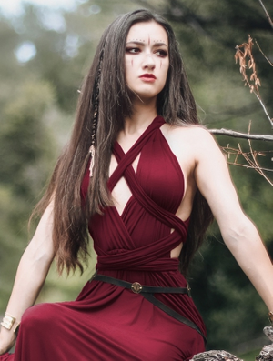 'Robe courte infinity "Wakiza", Bordeaux'