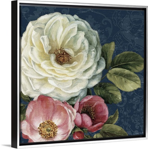 Floral Damask II on Indigo