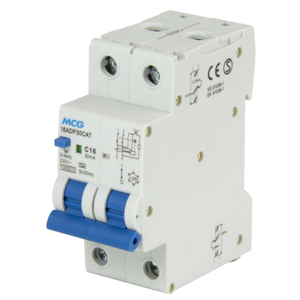 16A Double Pole 2 Module Bidirectional C Curve 10kA 30mA Type A RCBO