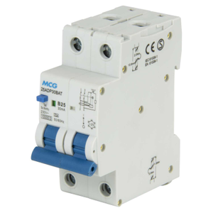 25A Double Pole 2 Module Bidirectional B Curve 10kA 30mA Type A RCBO