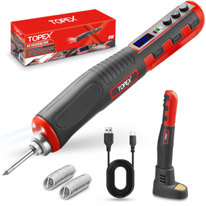 TOPEX 4V Max Cordless Soldering Iron, Cordless Soldering Iron Kit, 12 Second Quick Heat Up, with Rechargeable Lithium-Ion Battery, for Electronics