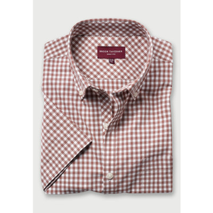 Tailored Fit Portland Brown Gingham Short Sleeve Shirt