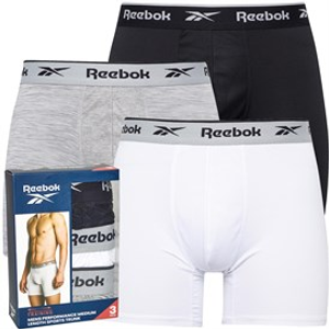Reebok Mens Ainslie Performance Three Pack Medium Trunks Black/Grey Marl/White