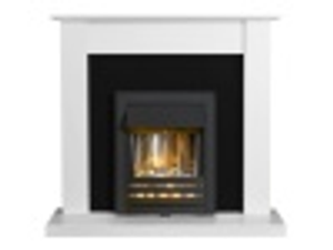 Adam Sutton Fireplace in Pure White & Black with Helios Electric Fire in Black, 43 Inch