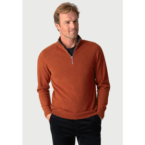 Burnt Orange Cashmere Zip Neck Jumper