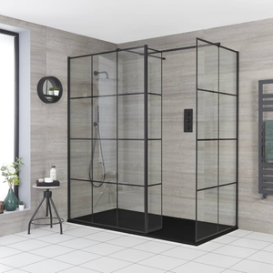 Milano Barq - Corner Walk-In Shower Enclosure with Hinged Return Panel and Anthracite Slate Tray 1200mm x 800mm