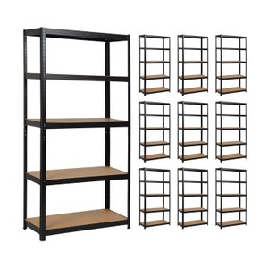 MegaPack 10 Estanterías Modulares Metálicas con 5 Baldas 875kg Negro 90x40x180cm 7house
