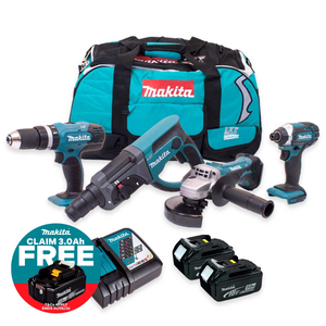 Makita DLX2025T41 18V LXT 4 Piece Kit with 2x 5.0Ah Batteries