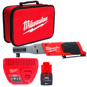 Milwaukee M12FIR38-201B 12V 3/8" Fuel Sub Compact Impact Ratchet With 1 x 2.0Ah Battery, Charger & Bag