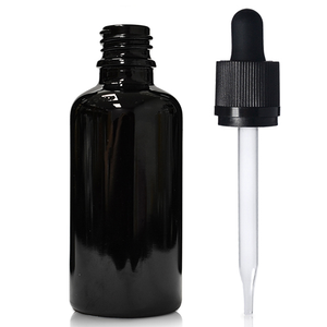 50ml Black Glass Dropper Bottle & CRC Glass Pipette