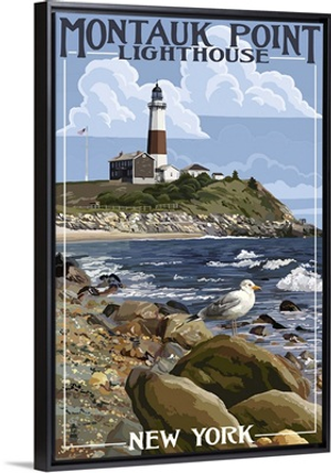 Montauk Point Lighthouse - New York: Retro Travel Poster