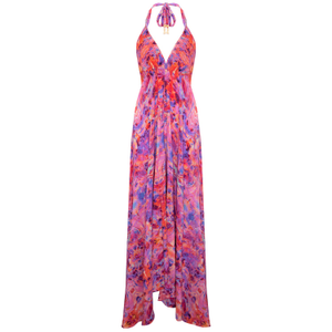 Pink Fire Silk Maxi Ibiza Dress (one size)