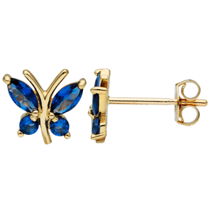 9ct Gold Synthetic Sapphire Stud Earrings