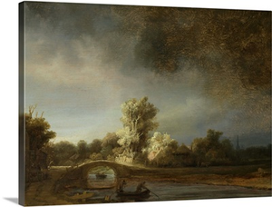 Landscape with a Stone Bridge, by Rembrandt van Rijn, 1638