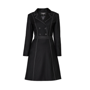 Annabel Virgin Wool Dress With Pleated Back & Contrasting Stitching (S)