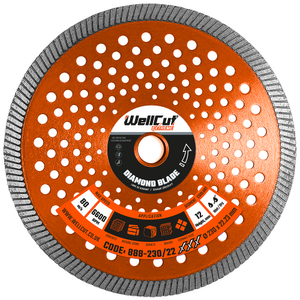 WellCut Diamond Cutting Blade for Angle Grinder 230mm x 22.23mm Segmented Disc for Concrete, Tiles, Stones, Bricks, Marble, Ceramics | 888-230/22