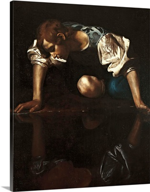 Narcissus, by Caravaggio, 1599-1600. Palazzo Barberini. Rome, Italy