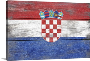 Croatia Country Flag on Wood