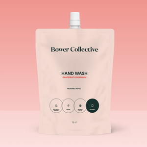 Bower Natural Hand Wash Refill - Geranium & Grapefruit 1L