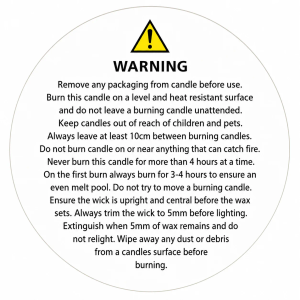 Pillar Candle Safety Label - Pack of 10