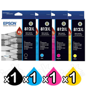 4 Pack Epson 812XL (C13T05E192-C13T05E492) Genuine High Yield Ink Cartridge Combo [1BK,1C,1M,1Y]